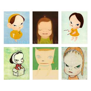 复古文艺原木风装饰画替换相框内芯海报奈良美智人物法式诧寂混搭