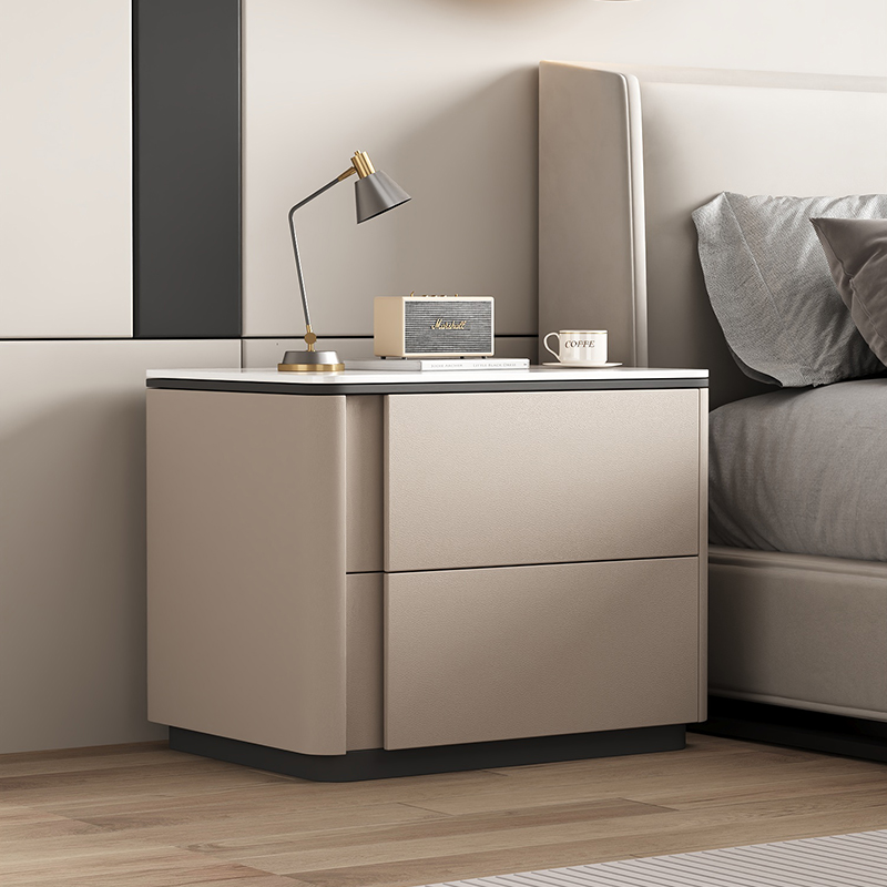 实木床头柜简约现代2024新款轻奢高G级感家用卧室创意收纳床头柜