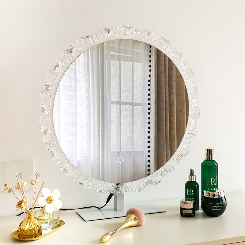 梳妆台镜子智能女生卧室宿舍桌面轻奢化妆镜可翻转台式补光镜