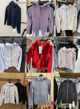 正品代购lululemon Scuba系列休闲薄绒修身全拉链连帽卫衣外套女