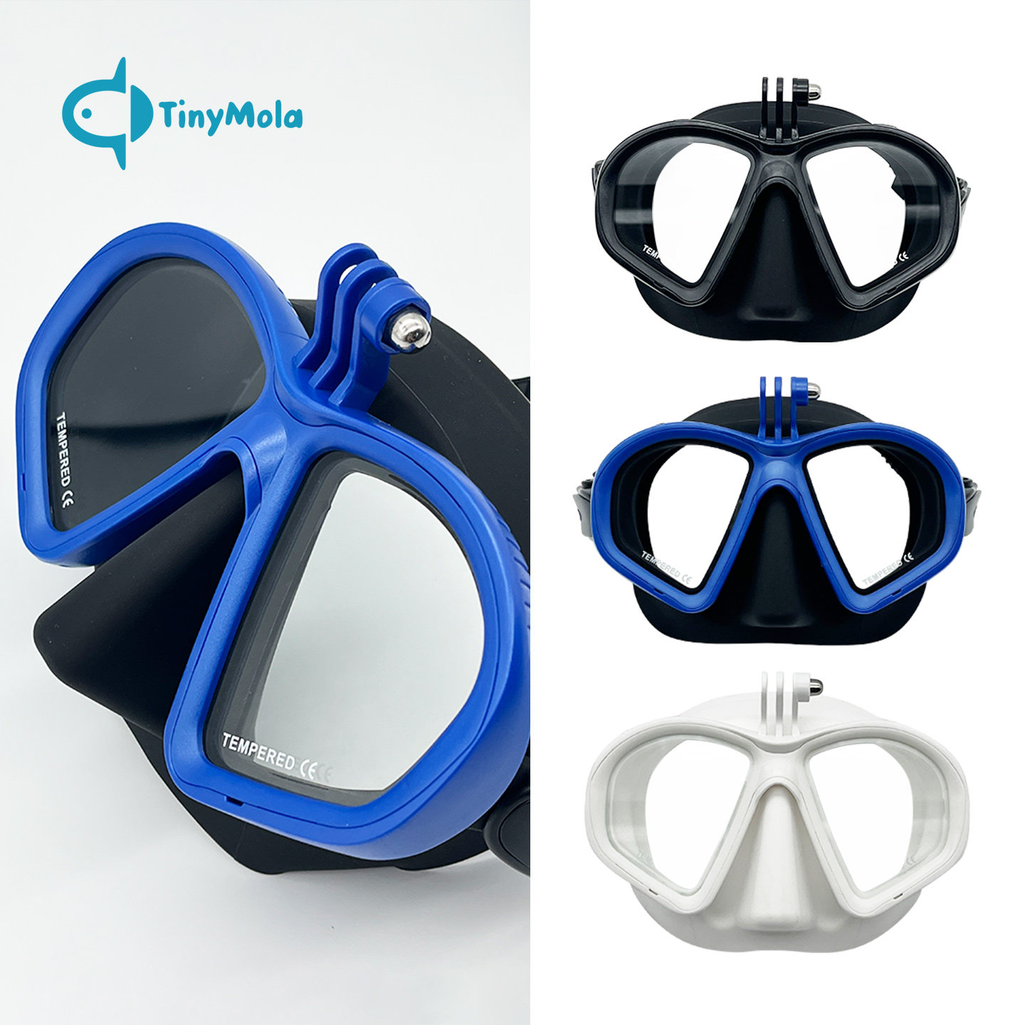 TinyMola 潜水面镜相机支架款运动浮潜面罩自由潜近视镜考牌GoPro