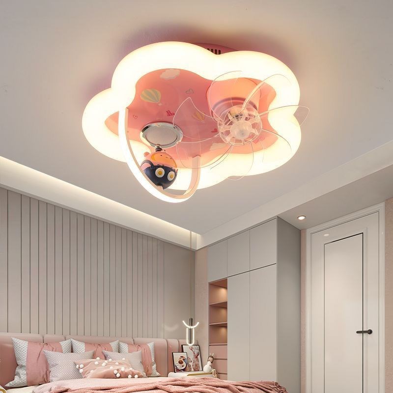 儿童房全光谱男孩卧室卡通酷洛米风扇360护眼女孩蓝牙摇头吸顶灯