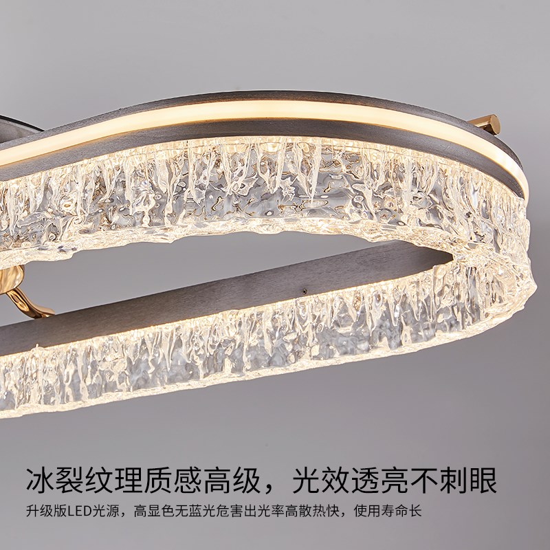 餐厅风扇灯2025年新款灯具灯风扇一体电扇灯吧台餐桌一字长条吊灯