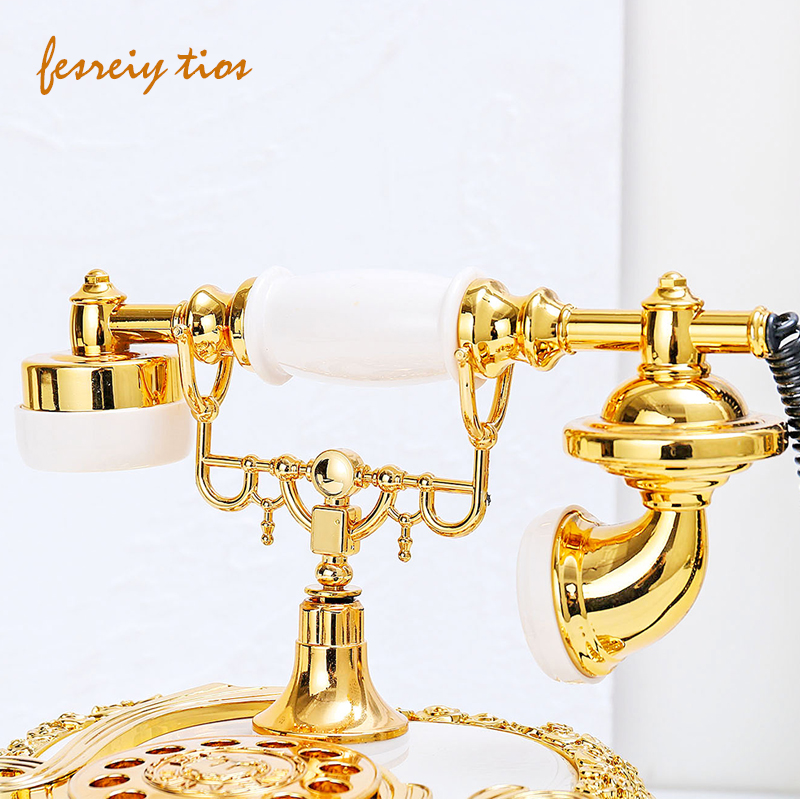 高档复古老式拨盘电话机八音盒欧式电话收纳酒吧咖啡厅摆件