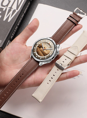 适用于OPPOWatchS手表表带oppo watchx/2真皮腕带皮质时尚sport智能高级舒适4pro商务风男女22mm防汗耐用手链