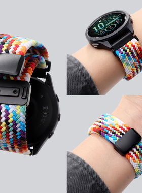 适用佳明手表带Forerunner255/245M/265/255s编织磁吸尼龙165/645弹力腕带168music/Vivoactive4S/Venu3S透气