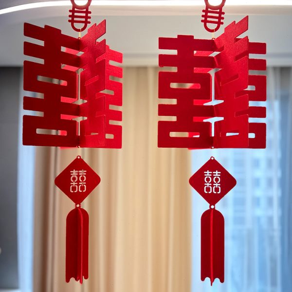 结婚立体灯笼喜字挂件婚房布置装饰女方房间门口挂饰婚礼婚庆用品