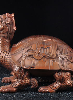 紫铜龙头龟摆件招财龙龟家居客厅酒柜办公室装饰摆设乔迁开业礼品