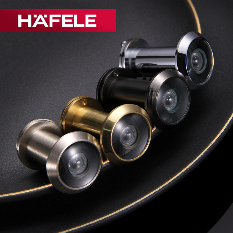 德国海福乐HAFELE室内门通用猫眼铜制门镜防盗门防尘防盗带盖门镜