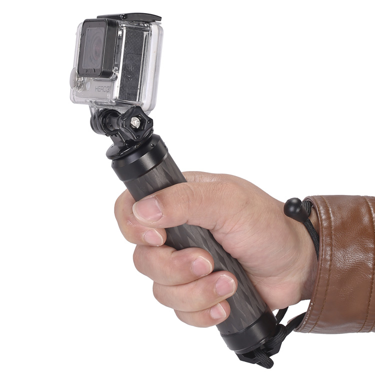 徕图Leofoto GoPro 碳纤维轻便高强度浮力手柄可做延长杆使用