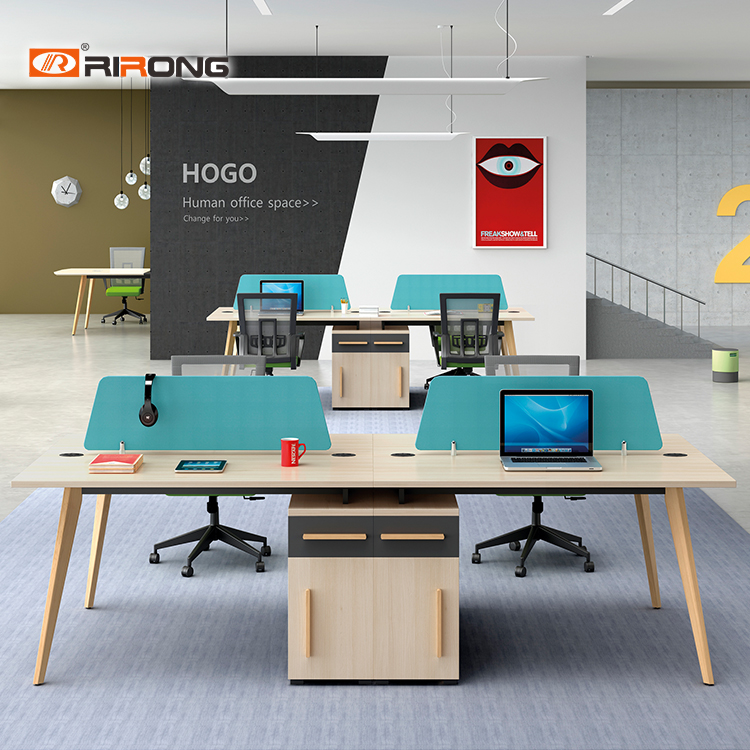 日荣办公家具职员办公桌简约工业风屏风卡位4人位组合员工桌JO