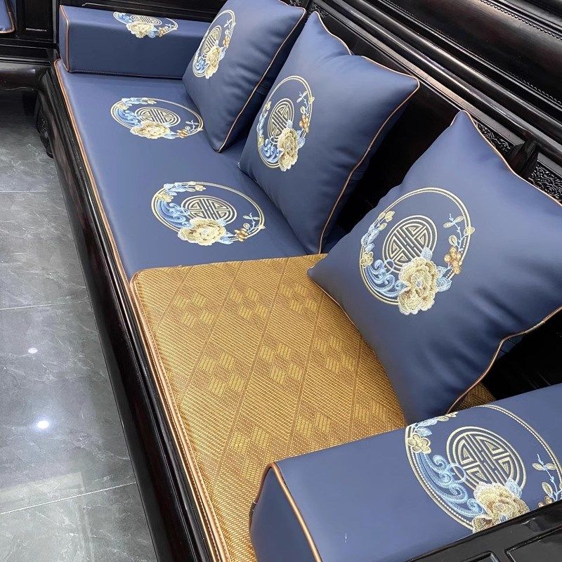 定制中式红木沙发皮坐垫夏季凉席实木椅子座垫子四季通用耐脏防滑