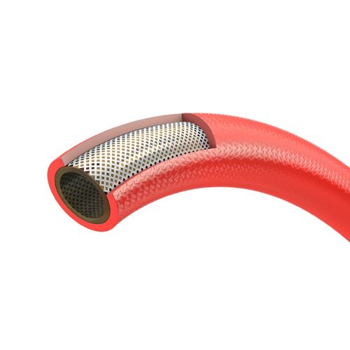 PU夹纱管红色气管耐高压包纱软管空压机气管PU12x8MM带自锁接头