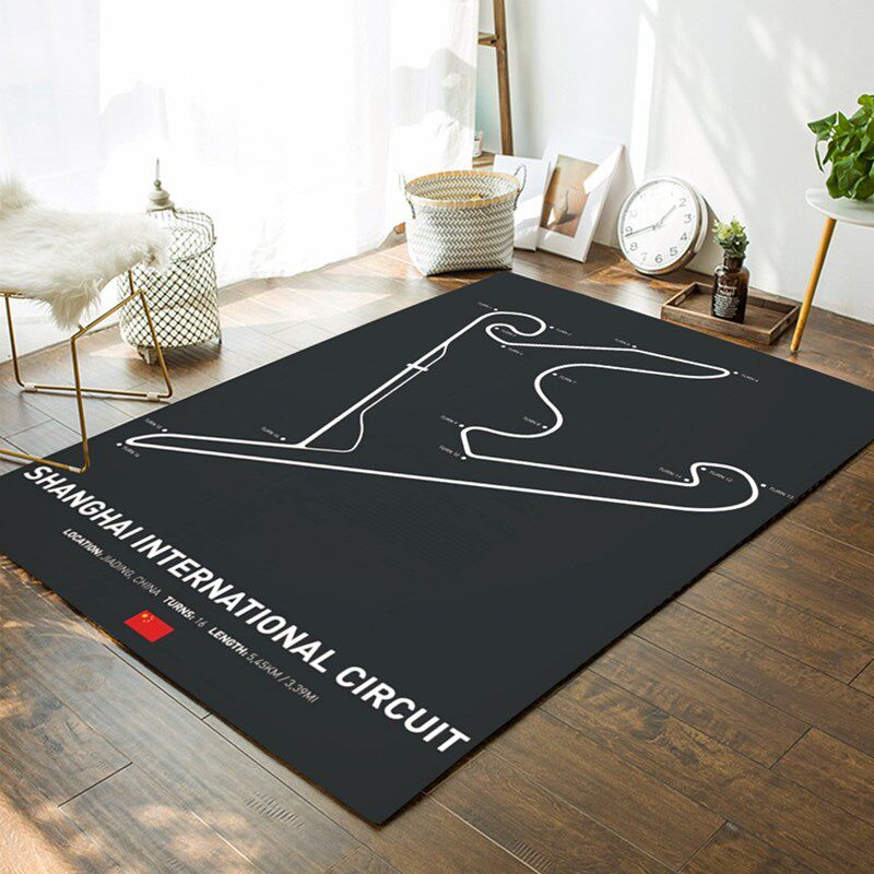 赛道地毯客厅卧室电竞房工业风赛车模拟器摩托机车防滑地垫可定制