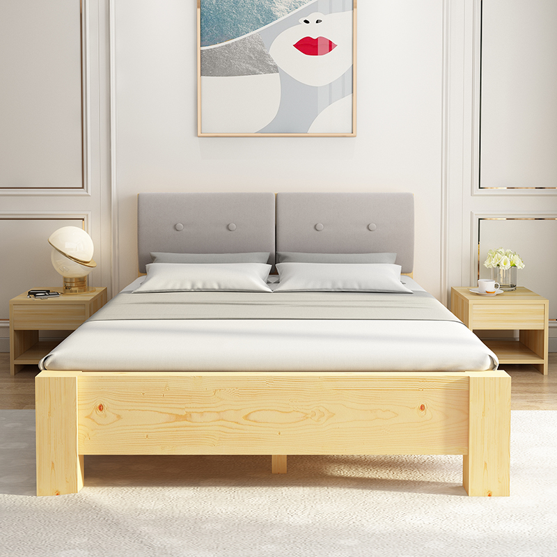 实木床1.5米松木双人床1.8米经济型现代简约出租房简易1.2m单人床