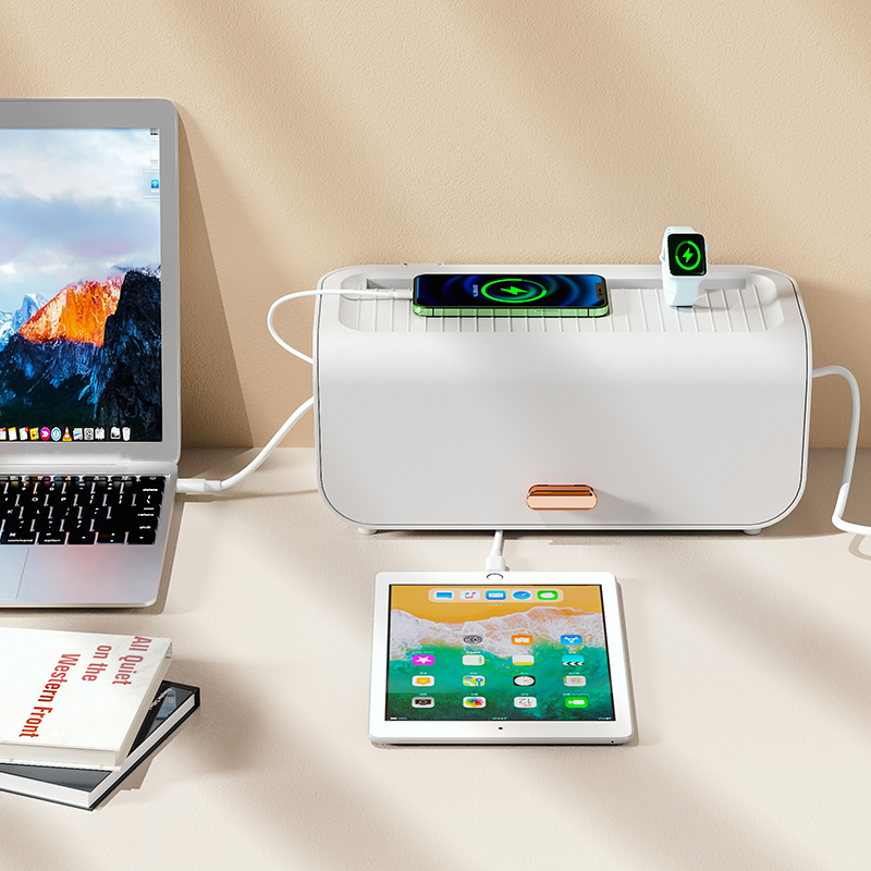 电源插线板收纳盒电线插排桌面遮挡装饰数据线整理插座集线理线盒