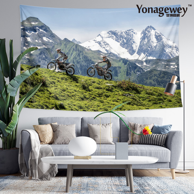 欧美户外越野机车周边店铺车迷卧室墙布装饰背景布海报挂布