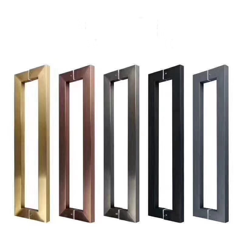 玻璃门拉手不锈钢方管门把手大门推拉门木门哑黑钛玫瑰金钛金拉丝