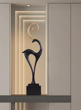 入户玄关壁龛鹿摆件客厅电视柜两边竖高轻奢高级感落地艺术软装饰