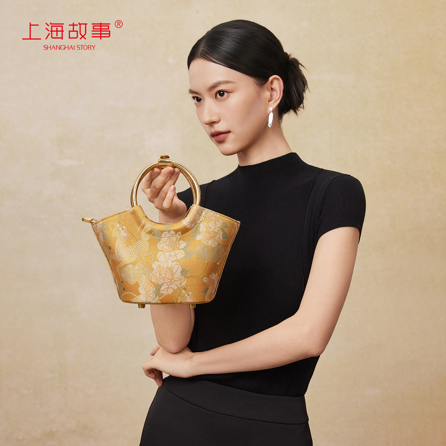 2026年新中式国风宋锦扇形托特手提包包配旗袍汉服送妈妈长辈礼物