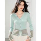 毛衣打底衫 女修身 上衣 内搭针织衫 实拍韩系蓝色领长袖