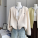 纯色字母刺绣毛衣外套 女春秋新款 早秋宽松双拉链短款 外穿针织开衫