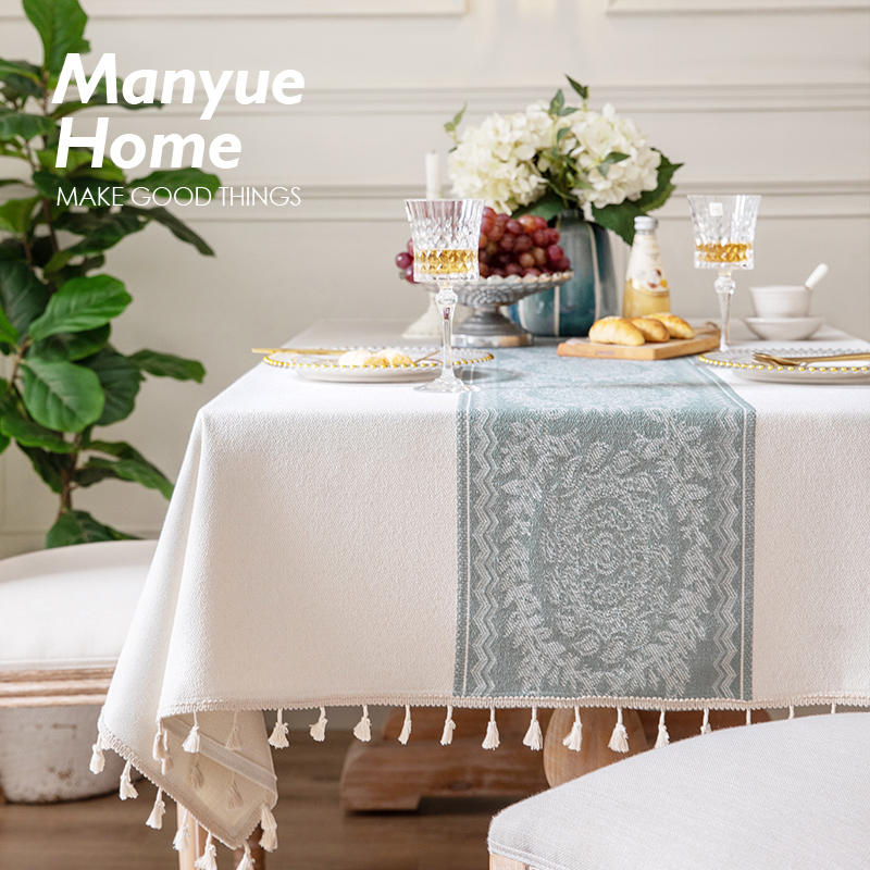 蔓越家 北欧复h古流苏桌垫台布茶几布防烫布艺餐桌布长方形餐台布