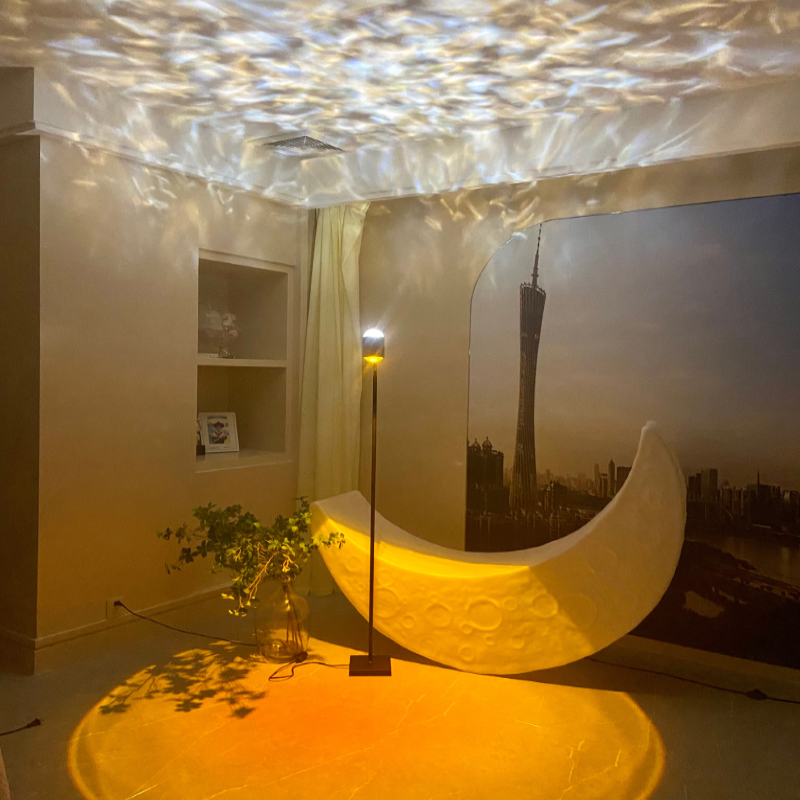 网红水波纹氛围灯客厅夕阳日落投影落地灯卧室直播装饰房间落日灯