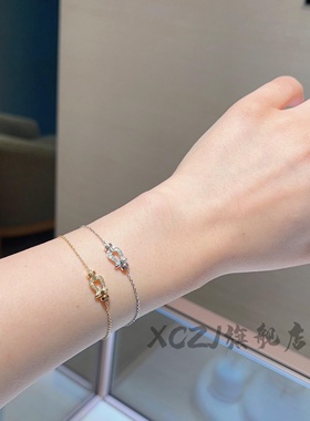 XCZJ马蹄扣镶钻航海小号手链 女18k玫瑰金手环情侣七夕情人节礼物