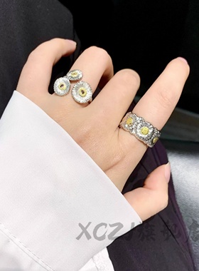 权志龙同款雏菊戒指女法式复古宫廷18K情侣男指环开口情人节礼物