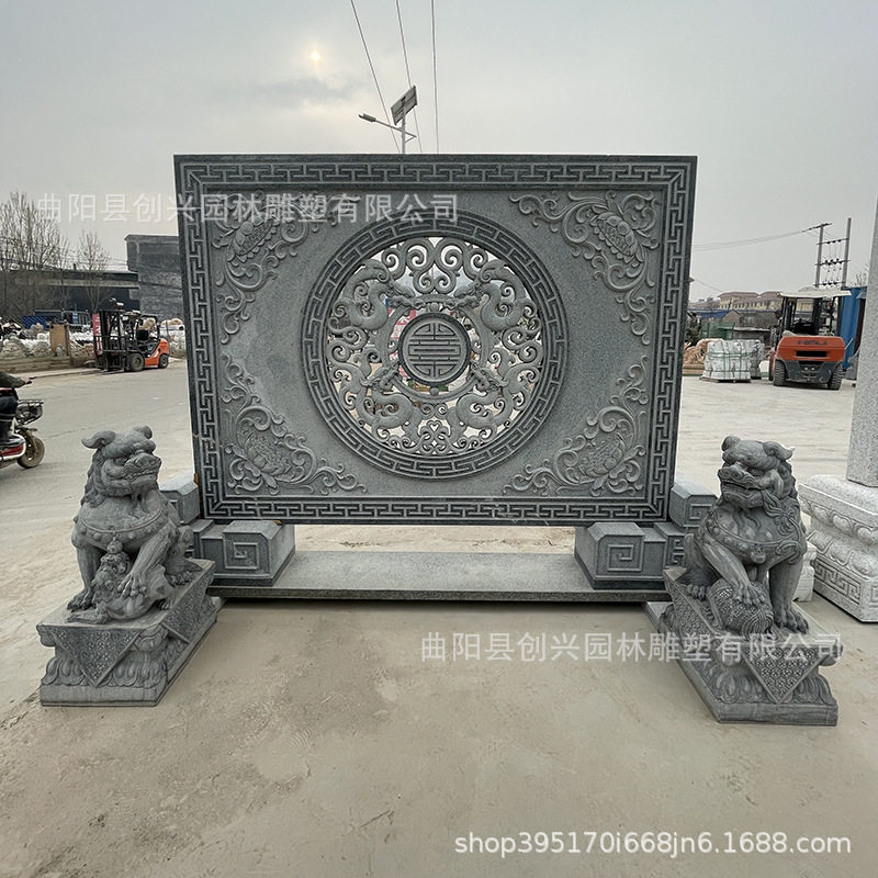 石雕浮雕壁画庭院透雕影壁墙石材照壁玄关迎门屏风影背壁挂石艺
