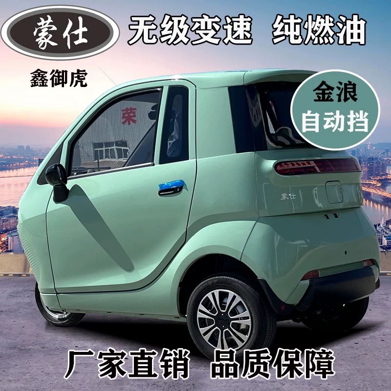 助残三轮燃油车全封闭家用汽油残疾人车自动档国标摩托车上牌