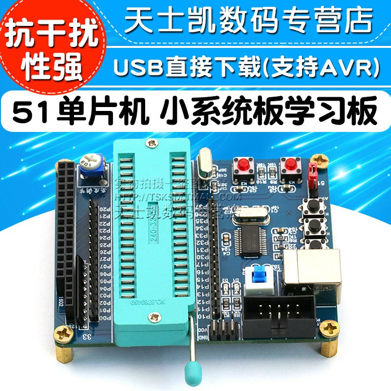 51单片机 小系统板 学习板 开发板 实验板 USB直接下载 (支持AVR)