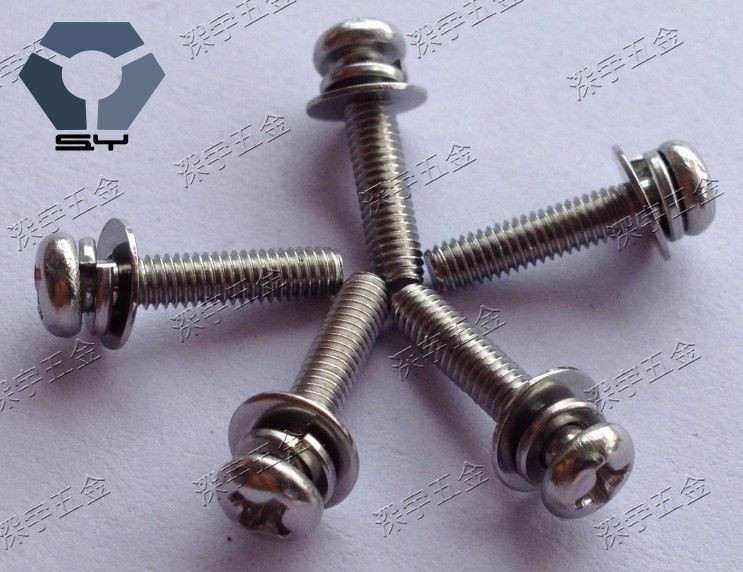 M3x63x30不锈钢黑色防锈圆头组合螺丝9074.8高盐雾耐腐蚀达克罗