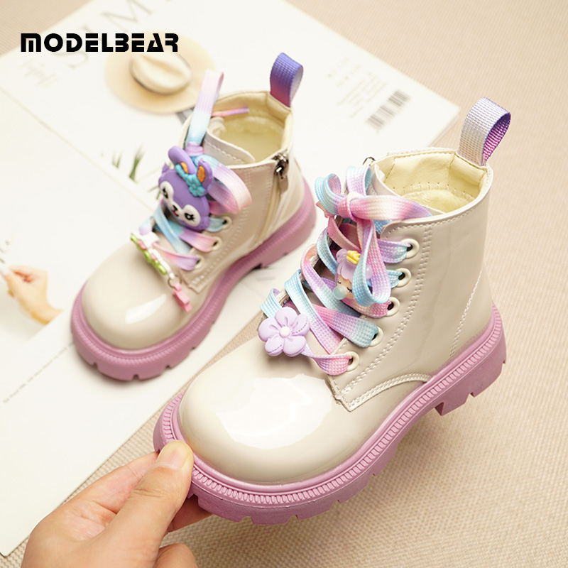 女童鞋马丁c靴2023冬季新款儿童短靴二棉加绒女孩公主皮靴卡通靴