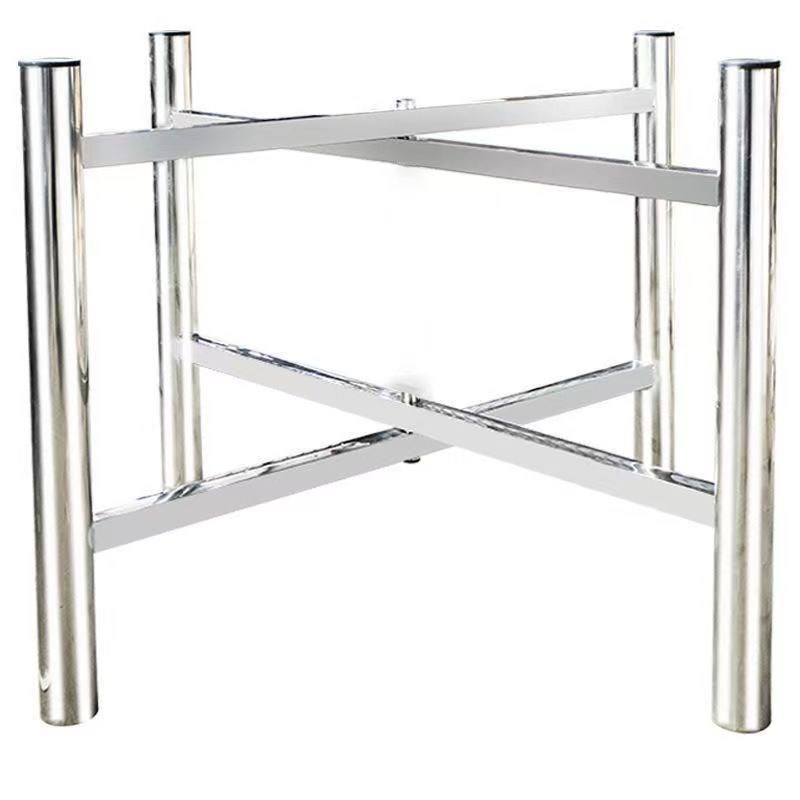 加厚不锈钢桌腿折叠餐桌腿不锈钢桌架十字L架可折叠大圆桌台脚支