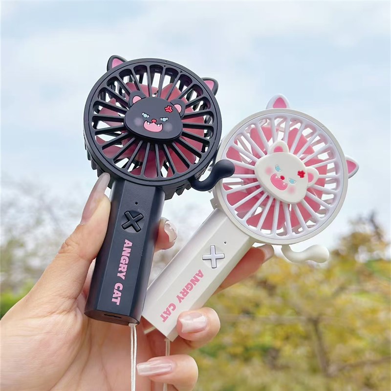 炸毛小宠卡通迷你静音挂颈小风扇情E侣学生手持随身可携式储电风