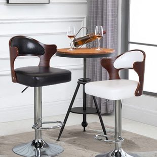 北欧吧台椅酒吧椅子家用吧凳升降椅实木靠背收银酒店前台椅高脚凳