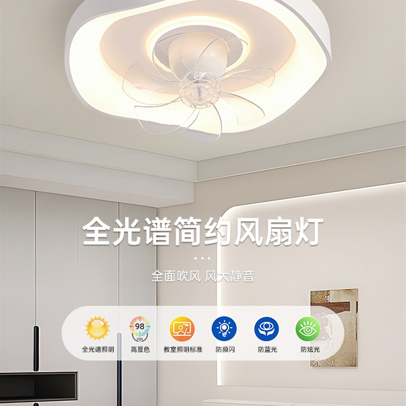 卧室吸顶风扇灯2025新款新型家用客厅餐厅儿童房间摇头吊扇灯一体