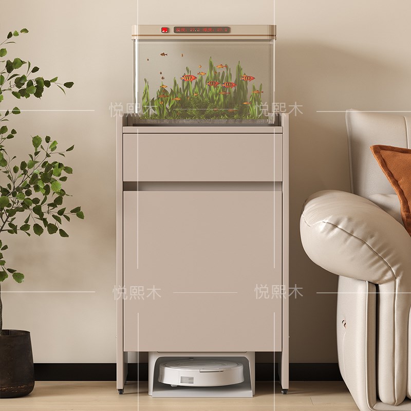 实木扫地机置物柜云鲸科沃斯石头小米扫地机架子伴侣鱼缸架边几架