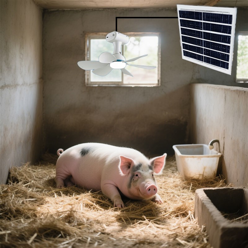 太阳能风扇灯牲畜棚专用养殖场降温防水多档风速猪牛羊狗鸡吊扇