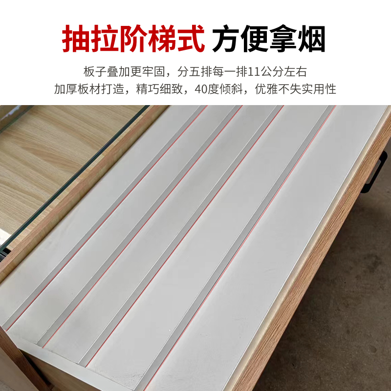 定制木质香烟柜钢化玻璃展示柜台超市便利店烟台多功能可加轮子锁