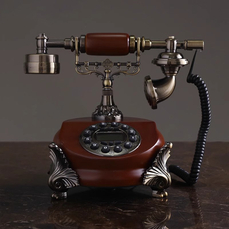 源盛集珍家居饰品美式复古电话机摆件欧式模型古董摆设工艺品装饰