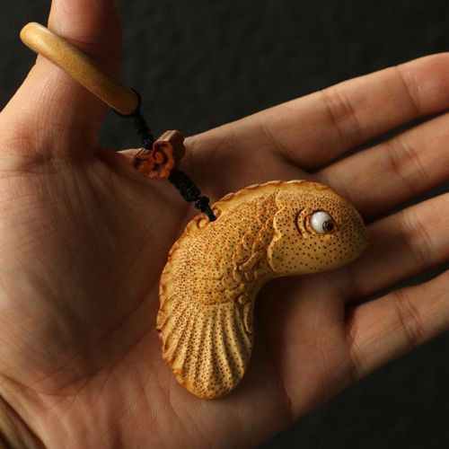 纯手工雕刻天然满钉竹根雕小鲤鱼挂件寓意《年年有余》竹雕手把件
