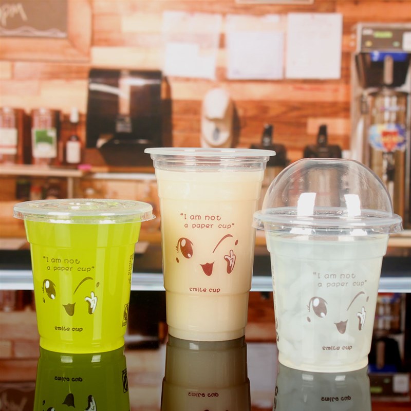 奶茶杯塑料杯一次性400/450/500/700ml加厚封口杯带盖定制