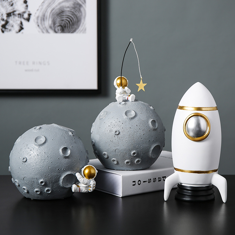 北欧宇航员儿童存钱罐男孩创意个性储钱罐可存可R取零钱储蓄罐摆