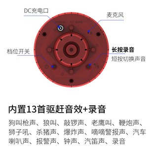 太阳能声光警报器13种内置狼叫杀猪声狗叫等看家护院W守护庄稼神
