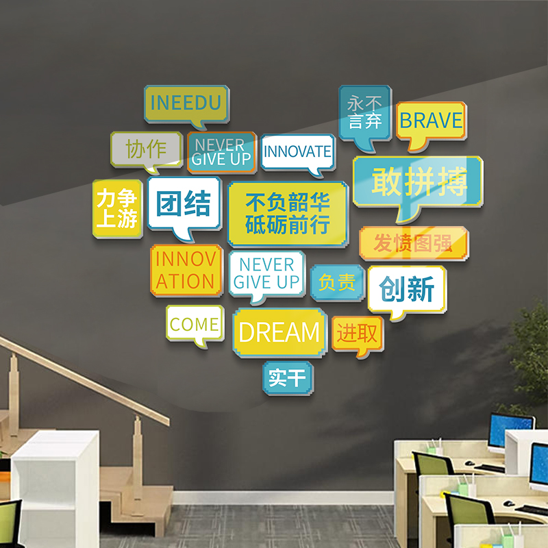 办公室励志3gd立体壁贴激励标语墙面装饰布置公司企业团队文化墙
