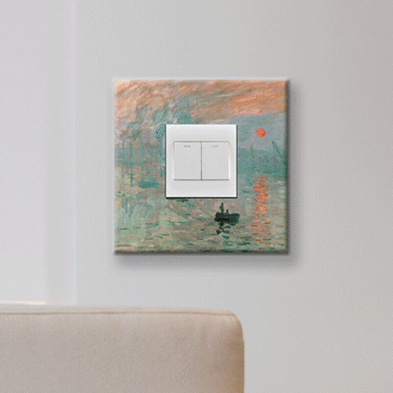 玻璃欧式防e脏防潮油画墙贴风景开关套印象画个性开关贴