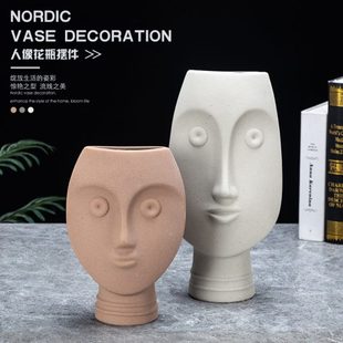 现代家居样板间插花摆件 轻奢北欧人像磨砂陶瓷花瓶工艺时尚